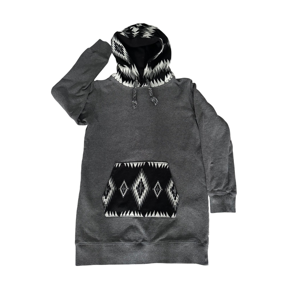White Chocoolate longline Hoodie Women Medium Tribal Aztec Geometric